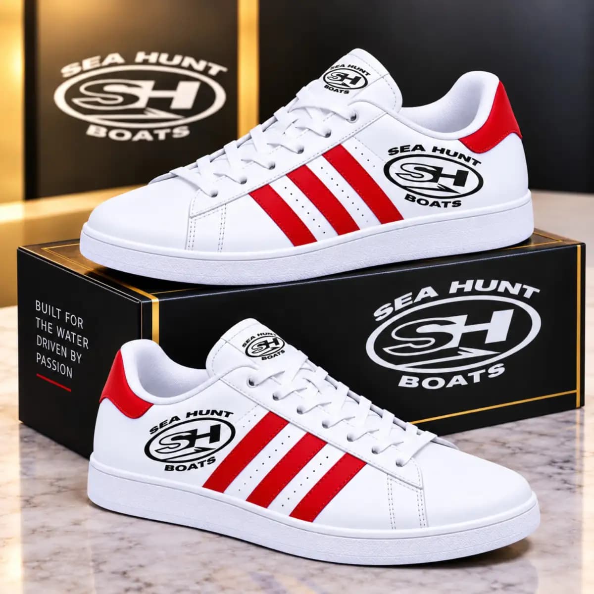 Sea hunt boat 0372 - Low Top Leather Sneakers
