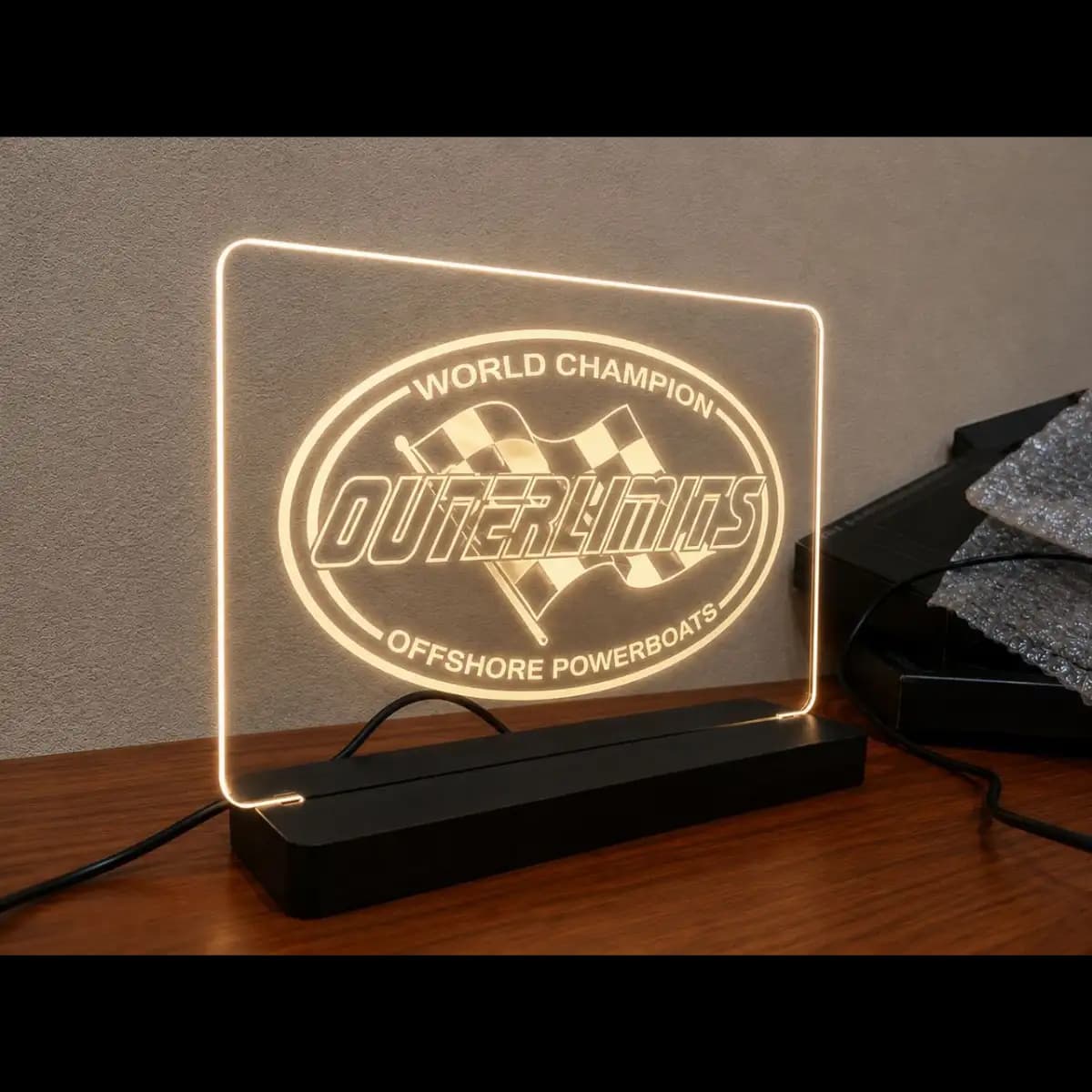 Outerlimits desk LED - Custom LED Acrylic Desk Sign